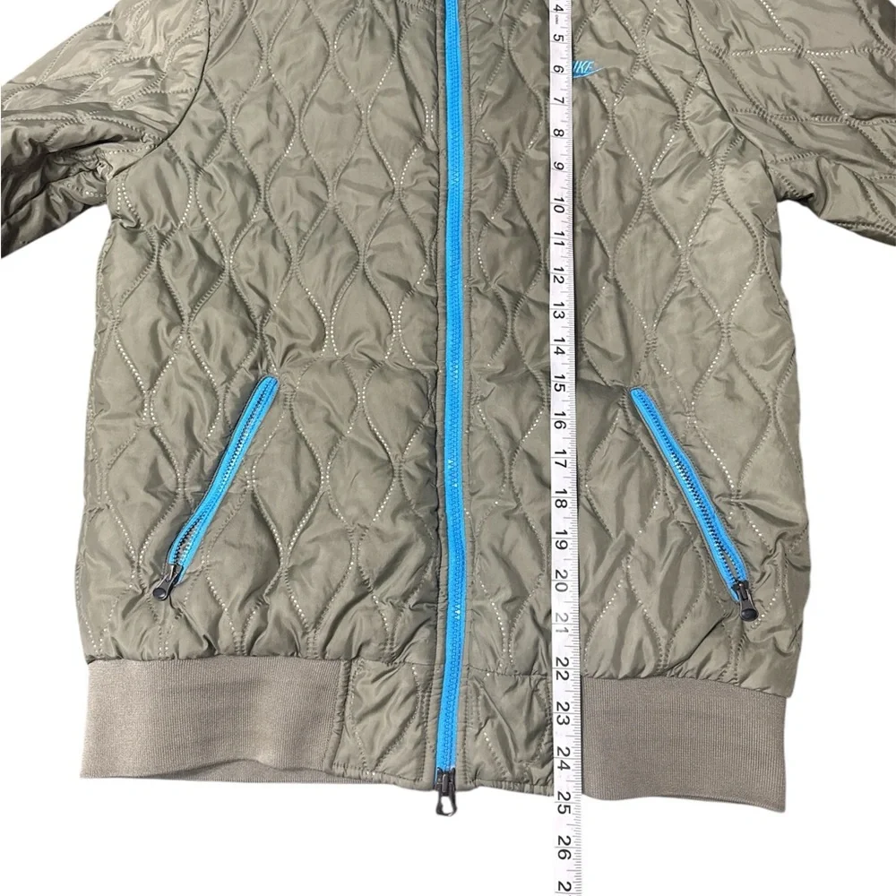 Nike Women's Olive and Blue Quilted Bomber Jacket sz: Medium - Picture 7 of 8